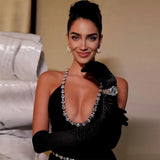 Bandage Dress 2022 New Women's Black Bodycon Dress Elegant Sexy Crystal Evening Club Party Dress High Quality