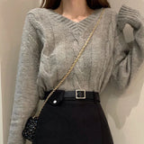 Zingj Autumn 2024 New Set For Women's Two-Piece Loose Knit Top A-Line Skirt Skirt Set Student Suit-Outfit