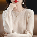 Zingj Collar Long Sleeve Knit Sweater Foreign Style Set Sweater Autumn Winter New Style Lace Collar Loose Outside Wear Temperament Base Unlined Upper Garment-Outfit