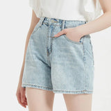 2022 Women's Denim Shorts Summer High Waist Thin Loose Casual Slim High Street Fashion Women Shorts Blue