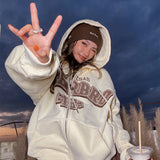 Printing Hoodies Women High Street Retro Loose Simple Sweatshirts Vintage Casual Long Sleeve Sweatshirt Women Clothes
