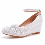 Cm Low Heel Pedicle Thin High Heel Women's Shoes Round Head Heel Single Shoes Bridal Shoes Pregnant Woman Wedding White
