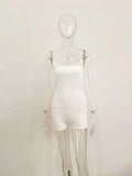 2023 Sexy Women Off Shoulder Bodycon Slim Overalls High Waist Beach Short Playsuit Tube Tops Strapless Jumpsuit