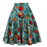 Patterns Vintage Retro 50s Full Circle A Line Skirt Holiday Tropical Pin Up Swing Skater Knee Length Floral Women Solid