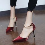 Women's One-Word Buckle With The New French Temperament Fairy Tip Hollow Single Shoe In The Spring Of