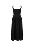 Lace Up Corset Black Maxi Dress-Outfit