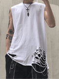 Men's Punk Distressed Vest-Outfit