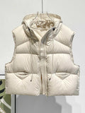 Goose Down Down Vest Female 2024 Autumn / Winter Fashion High Luxury Puff Feeling Hooded Vest To Wear Thickened Vest Tide-Outfit