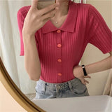 Zingj POLO Lapel Knit Cardigan Summer 2024 New Color Knit Short Sleeve Sweater