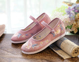 Zingj Shoes Round Head Single Shoes White Bottom Retro Ancient Costume With Flat Bottom Embroidered Cloth Shoes
