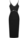 Lady Black Bandage Dress 2021 New Arrival Spaghetti Bandage Dress Bodycon Women Summer Sexy Lace Club Evening Party