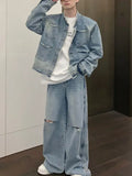 Zingj Old Edge Popular Logo High Street Denim Jacket Men And Women Loose Niche Design Casual Wash Vintage Gradient