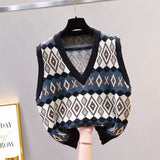 sweater vest outer wear knitted 2021 new retro outer spring and autumn loose net red tide ladies