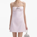 Pink Satin Diamanté Cami Straight Mini Dress And Crop Coat- Outfit