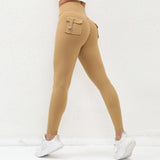Zingj Butt Overalls Tight Pocket Yoga Pants Female High Waist Elastic Lift Hip Button Speed Dry Running Fitness Pants Women-Outfit