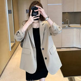Zingj Goddess Small Suit Coat Autumn 2024 New Joker Design Sense Loose Korean Version Of The British Wind Suit Tide-Outfit