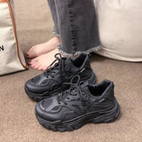 Dad Shoes Women 2025 Summer New Ins Thick Bottom Breathable Small Black Shoes Students Running Sports