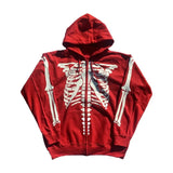 Gothic Diamonds Skeleton Jacket Coat Zip Up Hooded Autumn Black Brown Sweatshirt Women Vintage Harajuku Punk