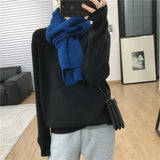 Zingj Winter 2023 Version Of Korean Women's Clothing Loose Cover Meat Lazy Wind Round Collar Knit Bottom Shirt Pure Color Pullover Sweater Female-Outfit