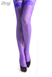 Women Mesh Sheer Lace Stay Up Thigh High Hold-ups Stockings Pantyhose Lace Floral See Through Exotic Apparel Socks