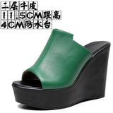 Comfortable Outside Slope And Slippers Women's Summer Fashion High-Heeling Waterproof Table Thick Bottom Pine Cake Cool Drag And Word