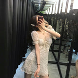 Heart Butterfly Short Dress Women Summer Sexy Short Chiffon Dress Beach Casual Mini Cool Bandage Dress Female