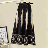 Jacquard Fringed Knit Skirt Women High Waist Stretch Loose Plus Size 4xl Long Skirt Korean Tassel Wild Daily