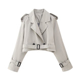 2025 Spring New Women's Clothing With Belted Long-Sleeved Casual Windwear