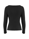 long-sleeved knit top with lace