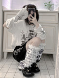 Detachable Long Sleeve Cotton T-shirt Women Japanese Cartoon Print Kawaii Graphic T Shirts Y2k Aesthetic Harajuku