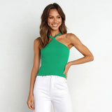 Zingj Summer New Sexy Hot Girl Hanging Neck Sling Vest Slim Knit Female Top-Outfit