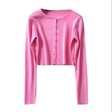 Style O-neck Short Knitted Sweaters Women Thin Cardigan Fashion Sleeve Sun Protection Crop Top Ropa