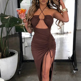Sleeveless Sexy Female Midi Backless Dresses Slim Night Club Party Women's Dress Bodycon Vestidos Elegantes Para