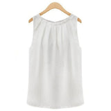 Women New Summer Blouse Fashion Sleeveless Round Neck Chiffon Blouse Cheap Cloth Korean