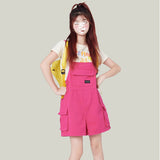 Red Rompers Woman Wide Leg Jumpsuit Denim Short Summer Fashion Plus Size Women Strap Jeans Overalls Jumpsuit Causal