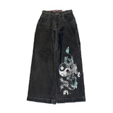 Loose Jeans Men's Vintage Print Hip Hop Gothic Street Wear Harajuku Men's Slacks-Outfit
