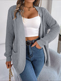 Shooting 2025 Autumn And Winter Leisure Pocket Long-Sleeved Knitted Sweater Cardigan Jacket Explosion Women's