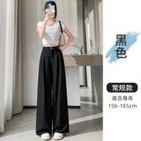 Cotton Trousers Women's Summer Thin 2025 New Ice Silk Wide Leg Trousers High Waist Hanging Sense Leisure Yamamoto