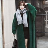 Zingj Female Autumn Winter Loose Large Size Add Thick Long Lazy Wind Knit Coat New Long Imitation Mink Velvet Cardigan-Outfit
