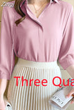 Shirts Women Long Sleeve Shirts Blouses for Women Satin Clothing Shirt Office Lady Solid Silk Shirt Blouse 2023 Fashion