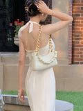 Women Satin Sexy Elegant Halter Dress Party Female Summer Backless Clothing