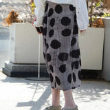 Fold Design Black Wave Half-Dress Skirt Thin Temperament Slackness Half Skirt