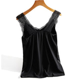 Strap Silk Top Women Sexy V Neck Sleeveless WhiteVest Satin Elasticity Mesh Silk Tank Tops Women Basic Plus Size