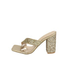 Women High Heel Square Head Thick Heel Sexy High Heel Sandals Soft Leather High-Legged Long High