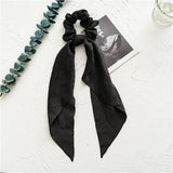 Bow Long Ribbon Hair Scrunchie Chiffon Floral Print Sweet Elastic Hair Band Ponytail Hair Scarf Hair Tie Hair