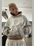 Print Splicing Short Hooded Hoodie 2025 New Loose Design Hoodie Hoodie