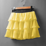 Ruffles Layered Elasticity Waist Mini Skirt-Outfit