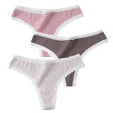 Panties Cotton Women's Underwear Sexy Panties Soft Female Underpants Thong Solid Color Lace Panty Lingerie M-XL