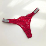 Style Sexy Thong Women's Diamond Underwear Sexy Lace Panties Low Waist Seamless Transparent G-String Female