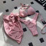 2024 New Special Fabric High-Waist Sexy Hottie Swimsuit Bikini Three-Piece Swimsuit